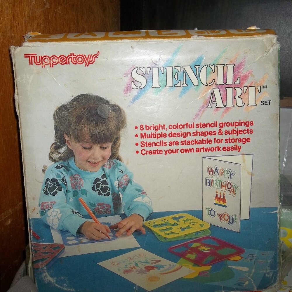 Vintage Tupperware Toys Stencil Art Set.
